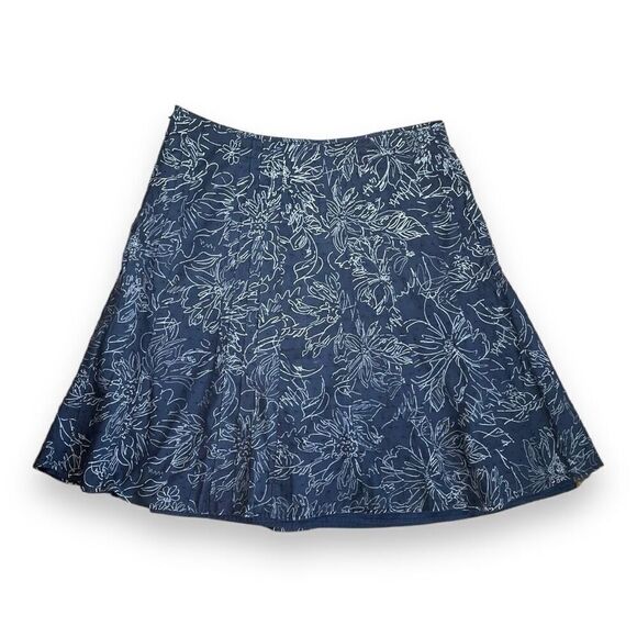 Christopher & Banks Navy Floral Paradise Textured Skirt Sz 16 - Picture 6 of 12